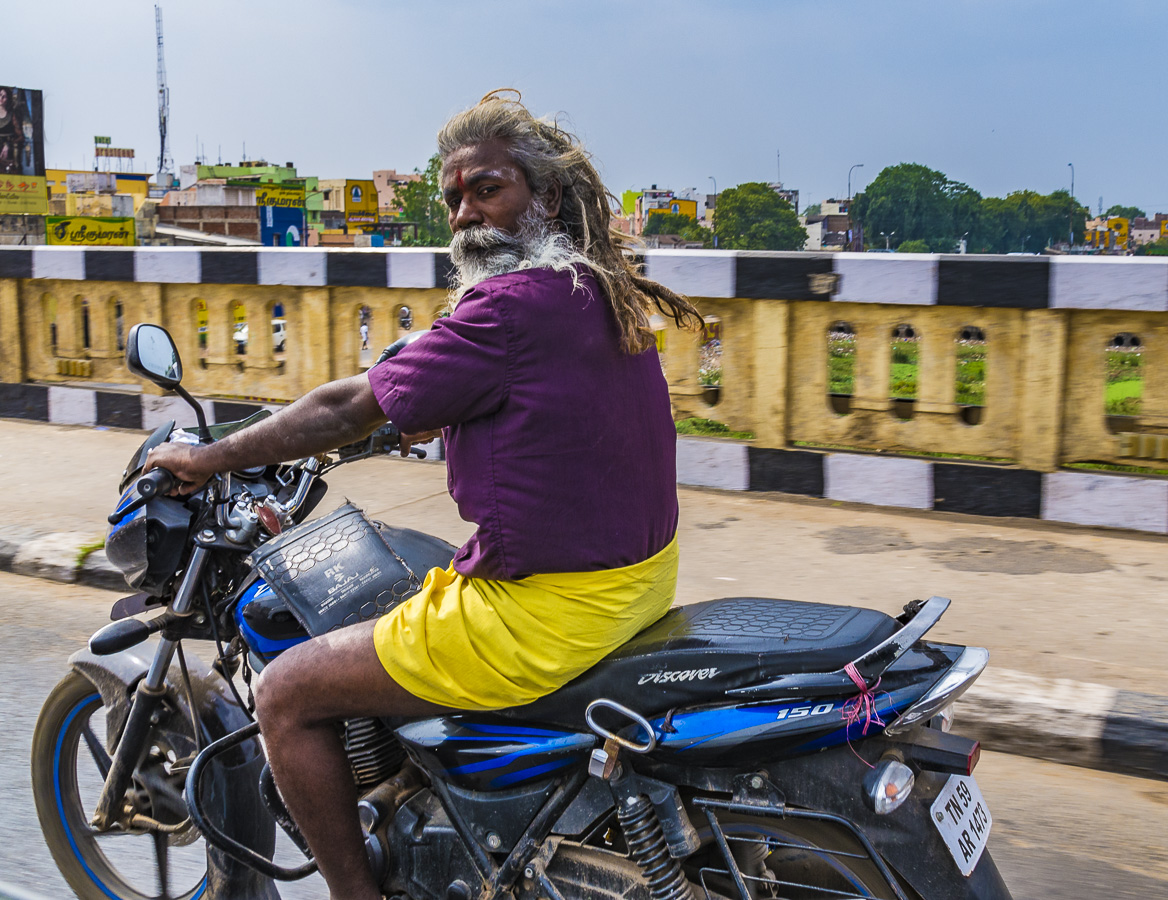 Fast Biker approaching Madurai