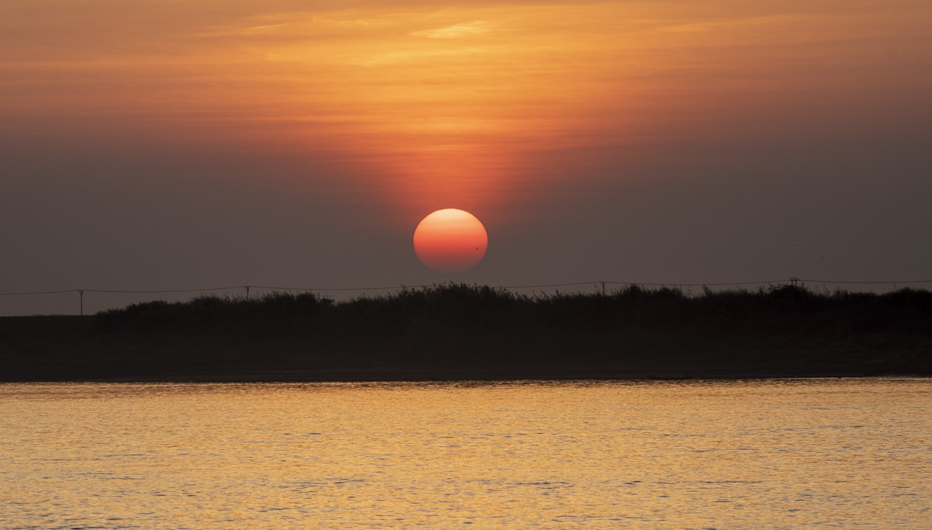Sunset over the Irrawaddy north of Bagan