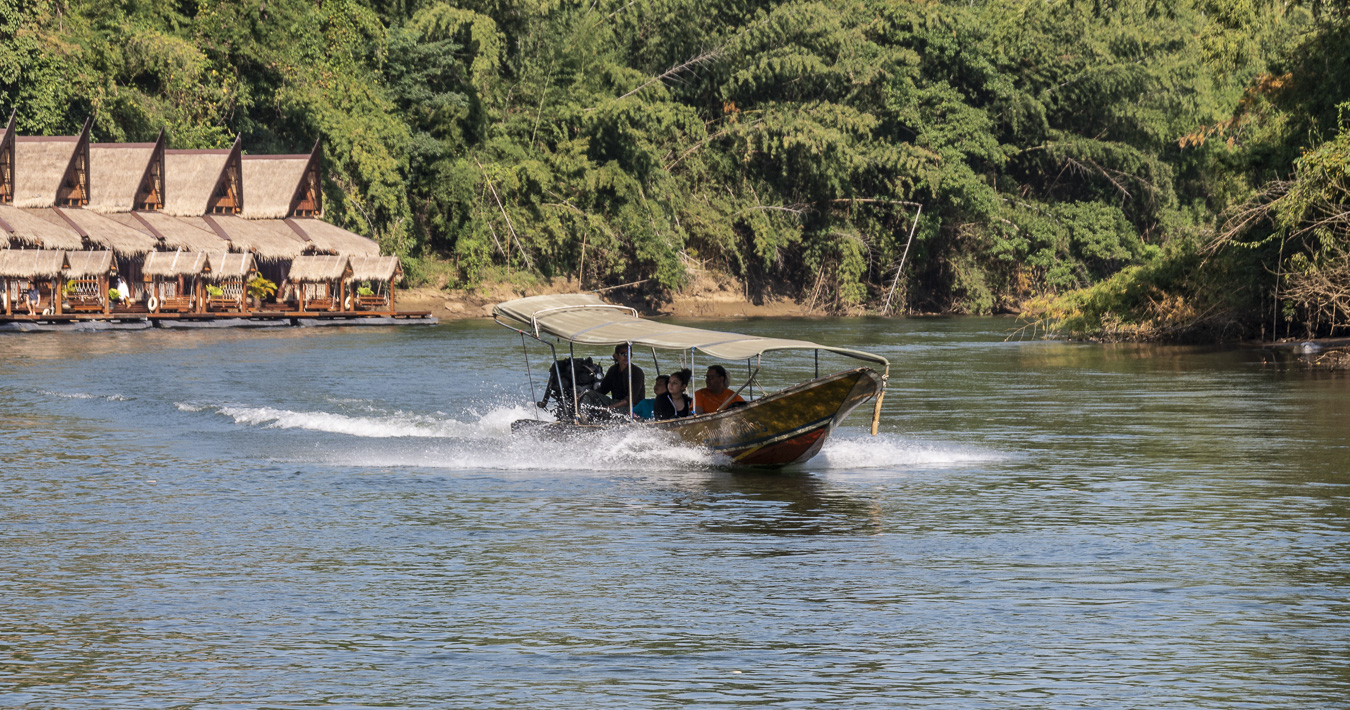 Boat and the Floathouse Hotel on the Kwai